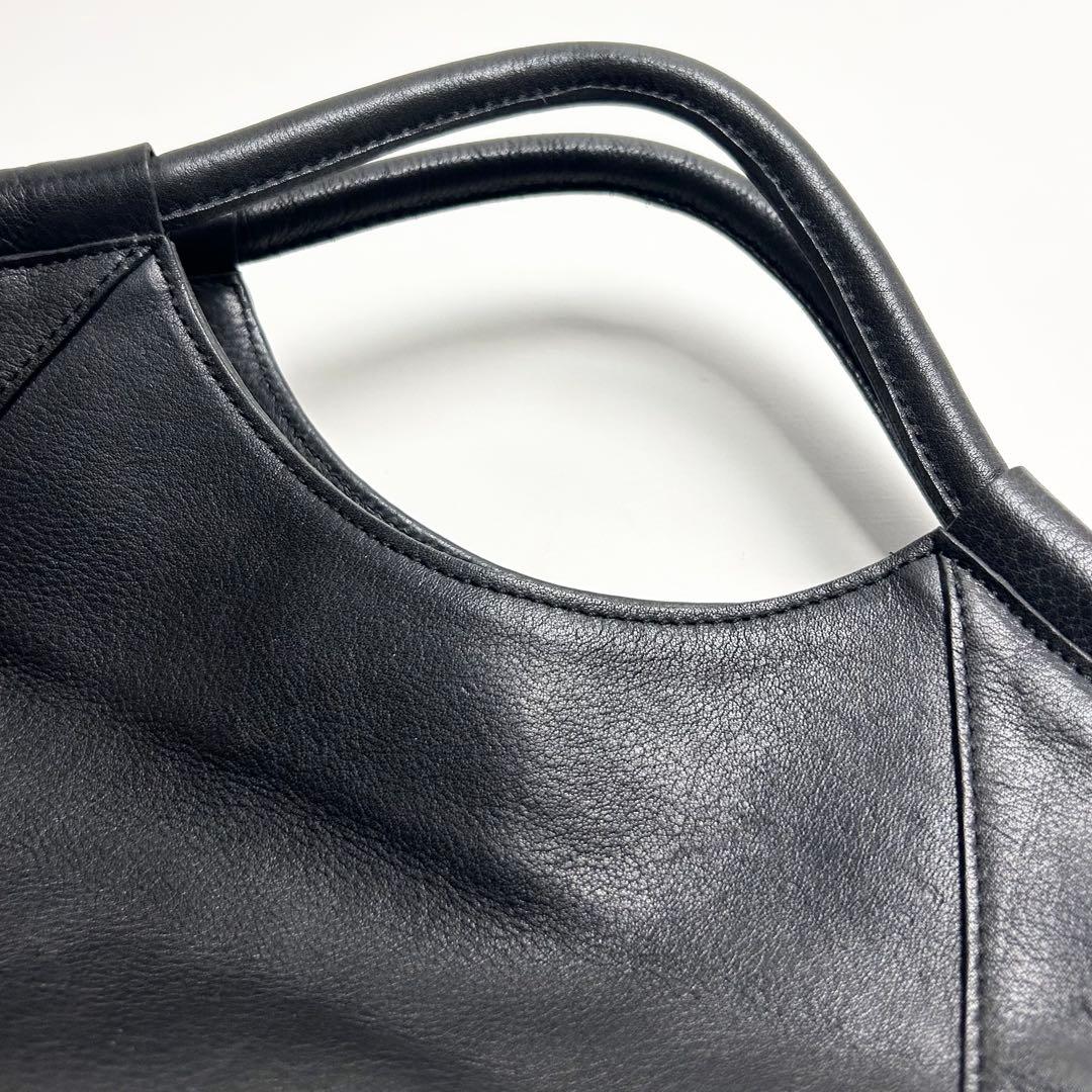 【美品】ビースタッフ/日本製レザーハンドバッグ/トートバッグ/3室構造/ブラック