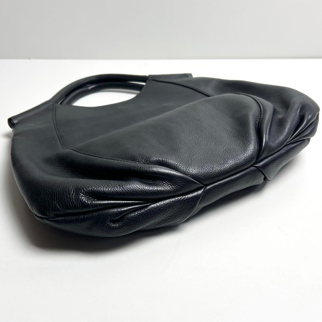 【美品】ビースタッフ/日本製レザーハンドバッグ/トートバッグ/3室構造/ブラック