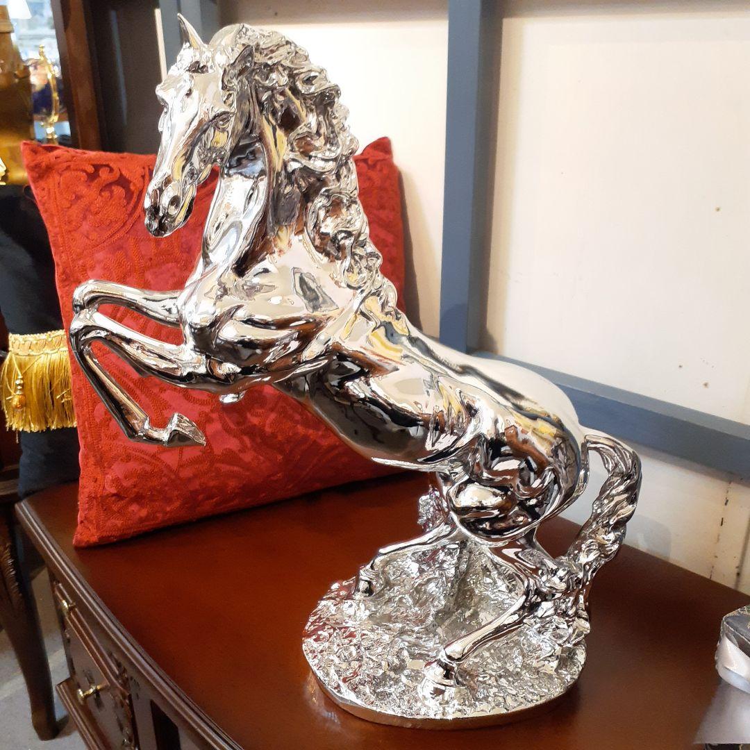 輸入雑貨　イタリアンクラッシック　『シルバーホース』　馬オーナメント　エレガント