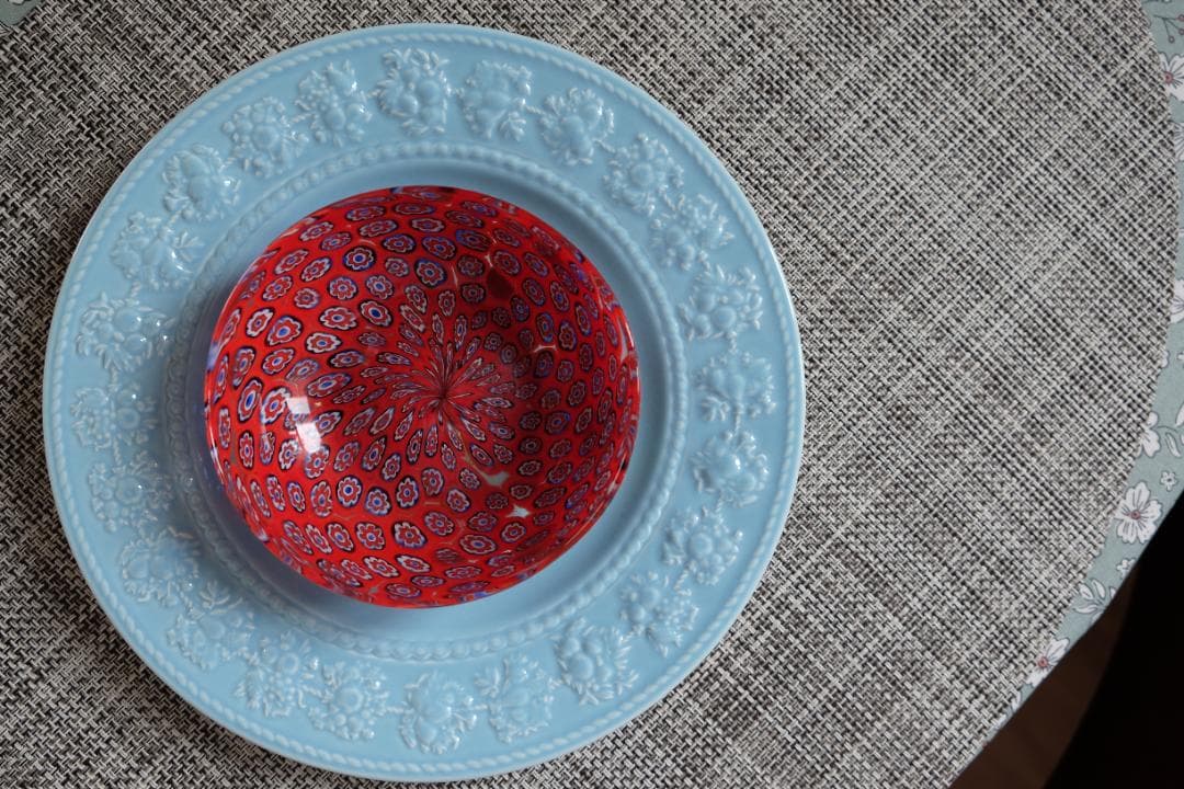 ベネチアンガラス プレート ミルフィオリ 検/アラビア 江波冨士子 花瓶 ムラノ