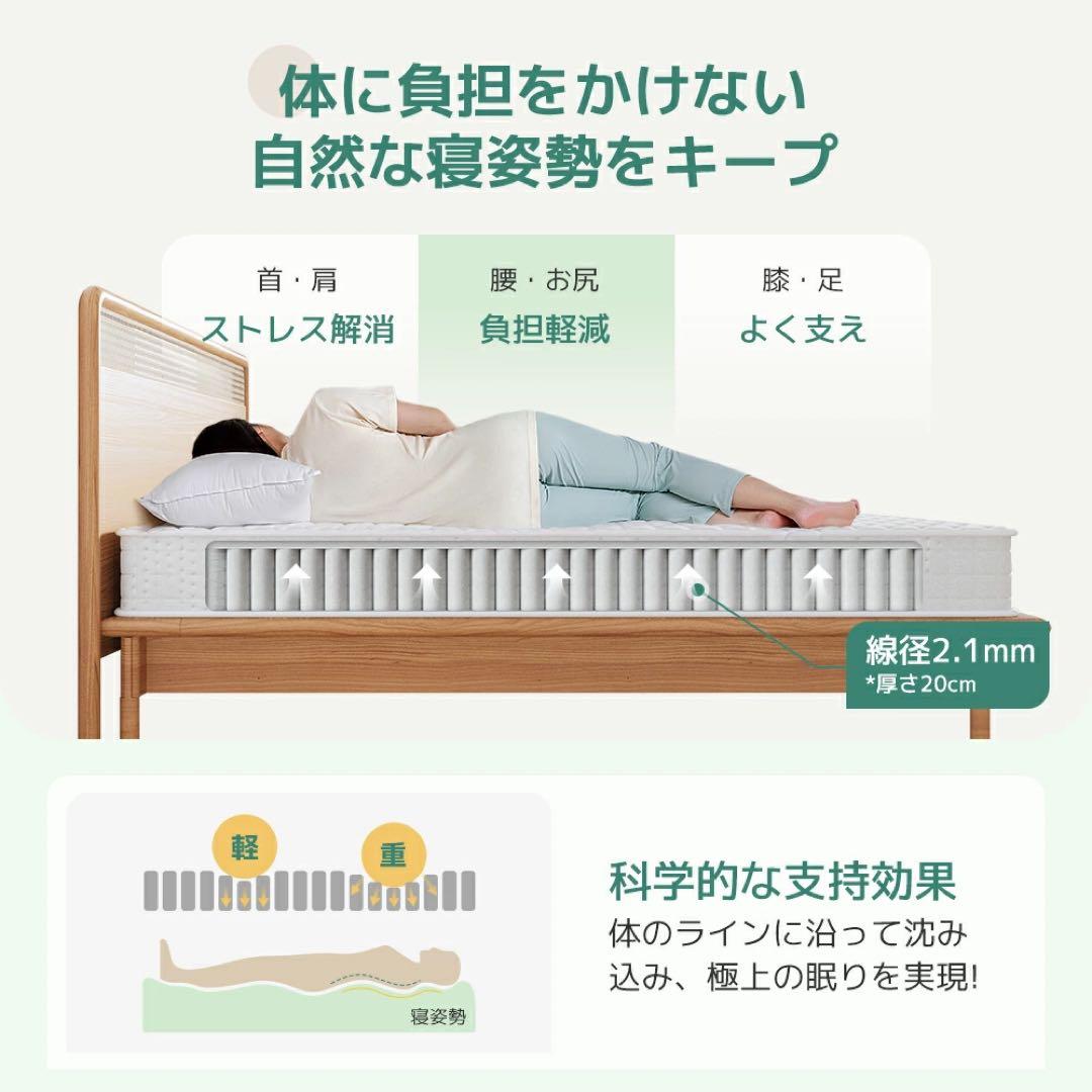 マットレス クイーン 高反発 厚さ20cm やや硬め 振動隔離 体圧分散高通気性