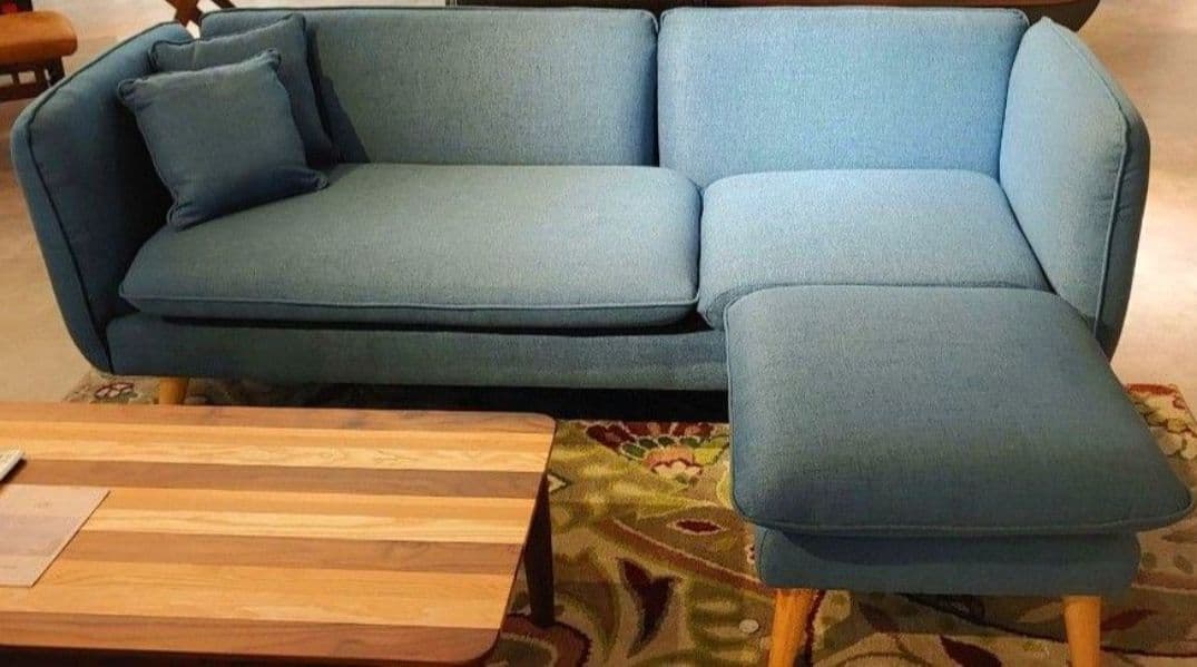値下げ‼️未使用❗ ソファ オットマン クッション付 2人掛け 3人掛け ブルー