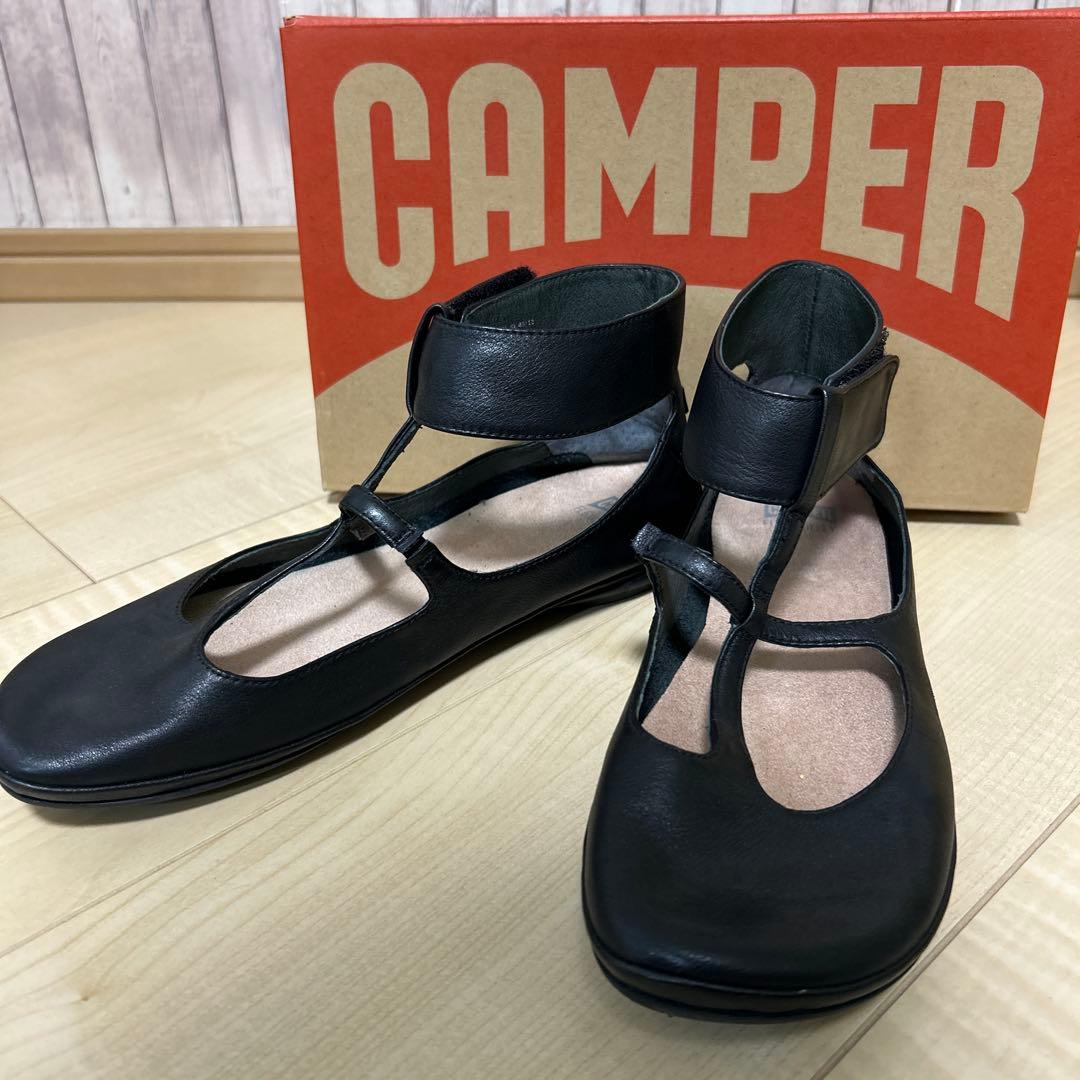 【美品】CAMPER カンペール　黒　BLACK フラットシューズ　ライトニナ③