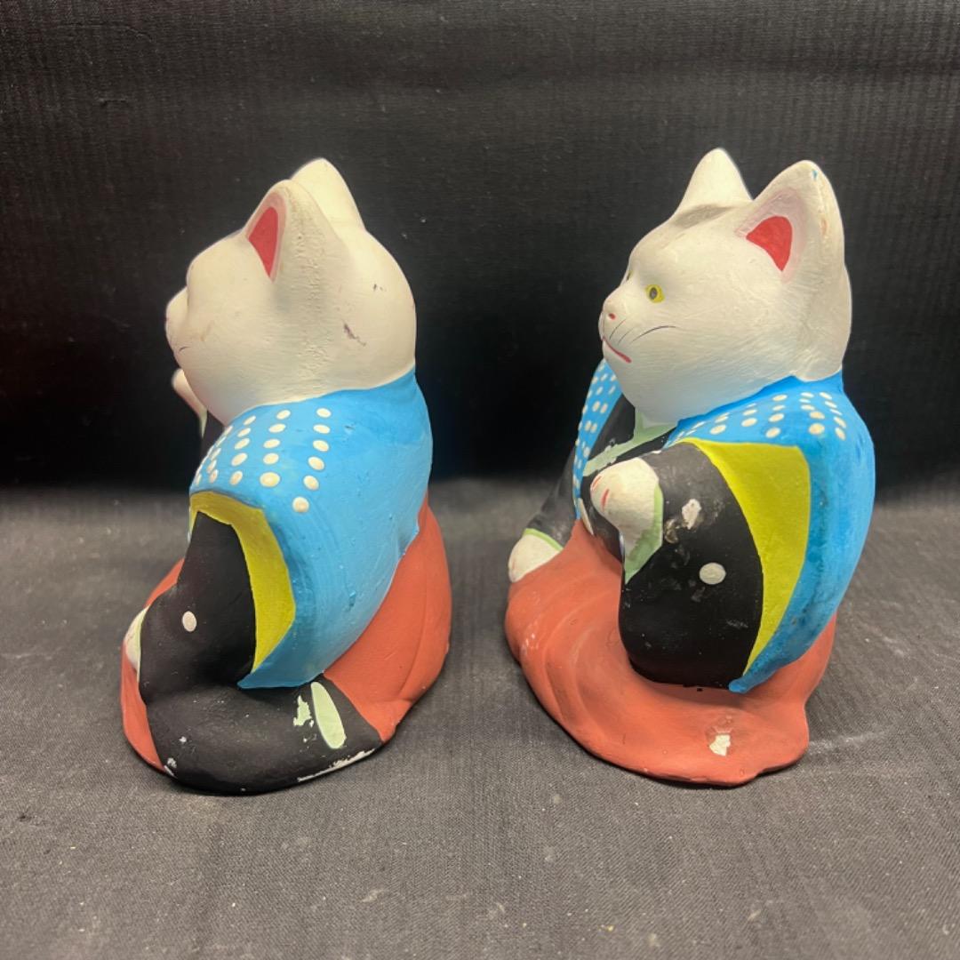 〇※後Dc1006 招き猫 招福猫 中猫 住吉初辰 左右一対