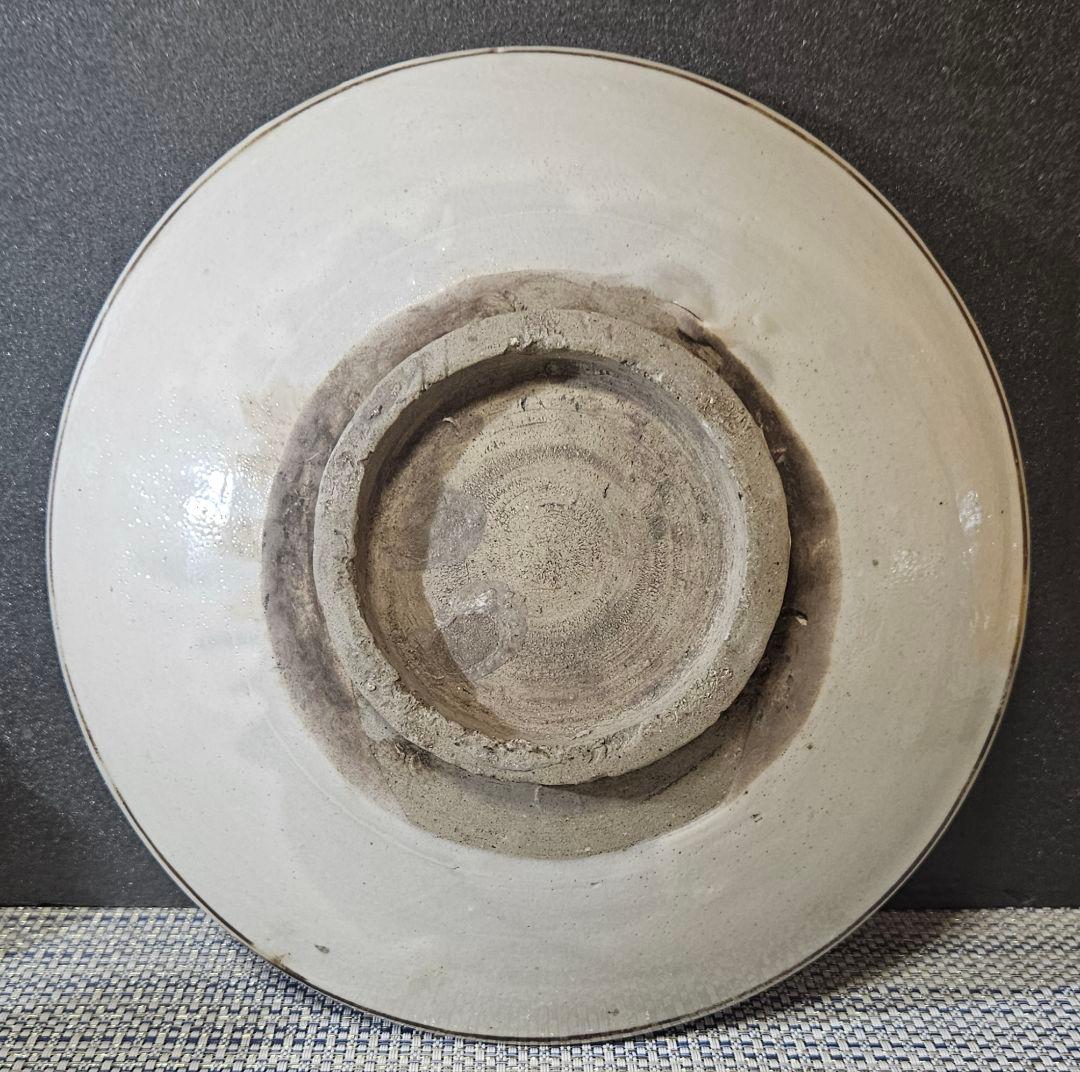 中国古陶磁　韓国古陶磁　明代　磁州窯系　李朝系　鉄絵　鳥と木実図　23.3cm皿