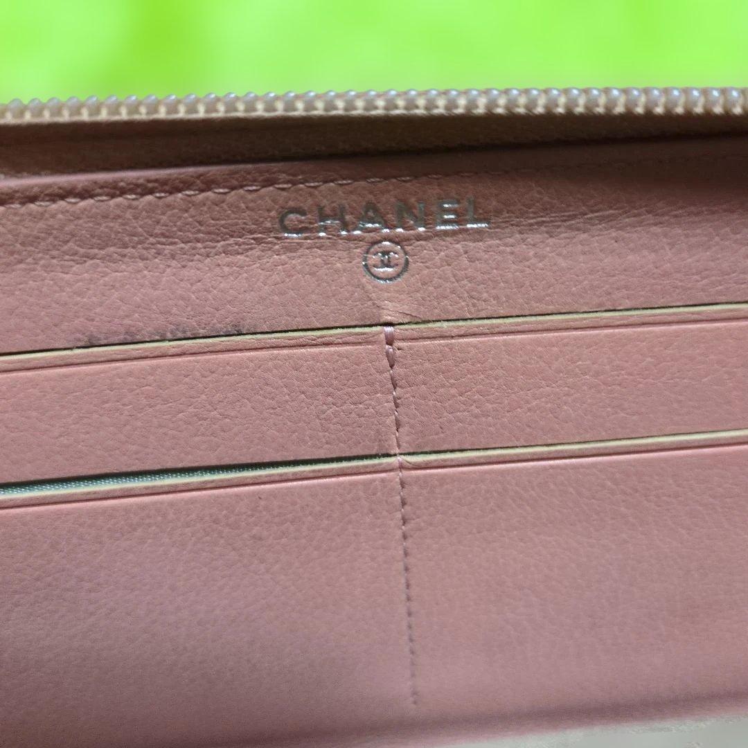 シャネル カメリア&ココマ―ク ラウンドファスナー長財布