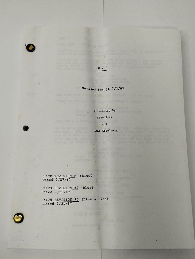 映画「BIG／ビッグ」1987年 改訂版脚本（レア）й