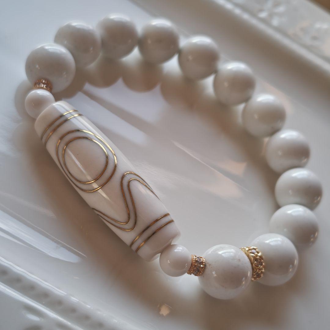 新作　息増懐天珠　ホワイトアラシャン