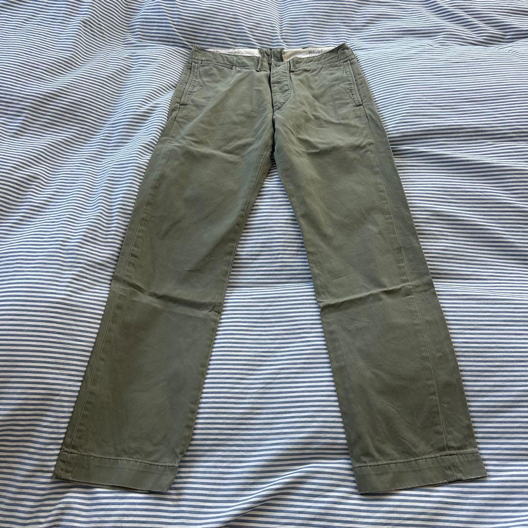 【ダブルアールエル　RRL】　オフィサーズパンツ　チノ　30インチ　オリーブ