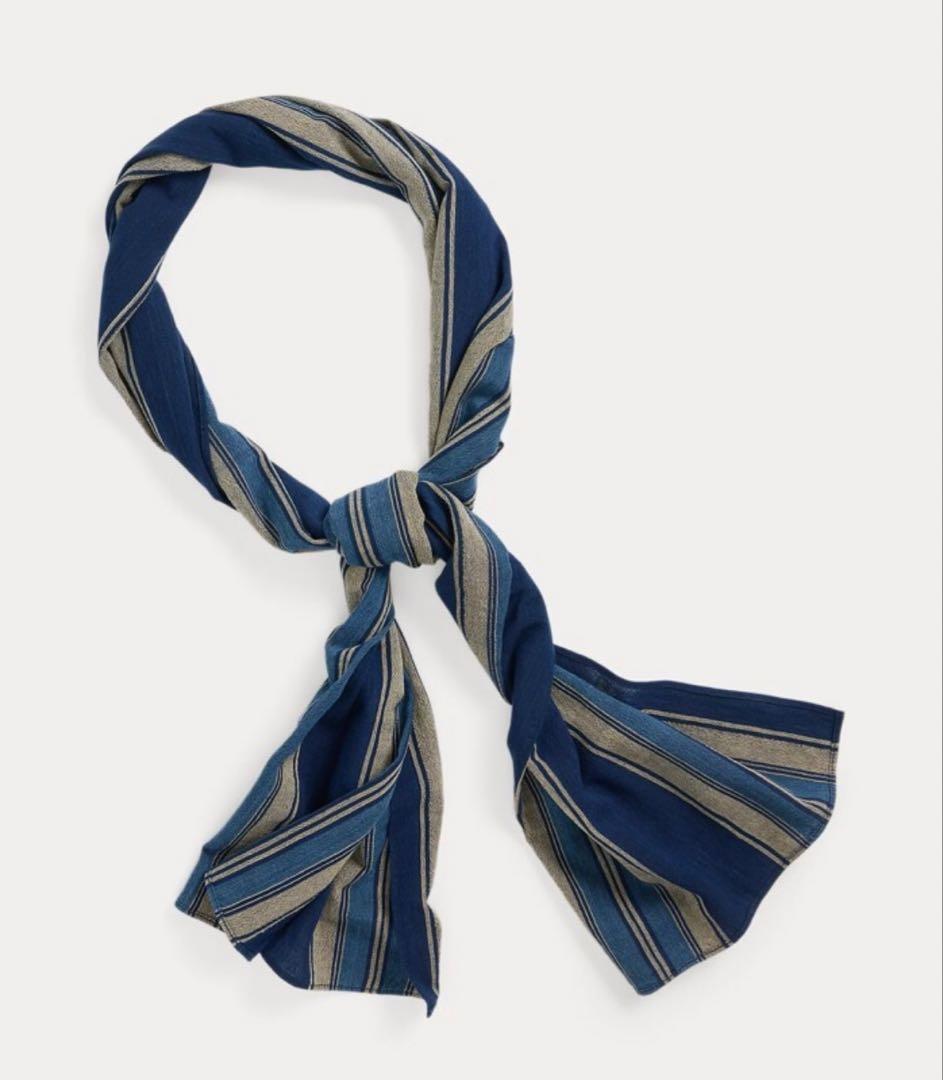 新品*RRL*ハンドウーブン ストライプド コットン スカーフ*ダブルアールエル