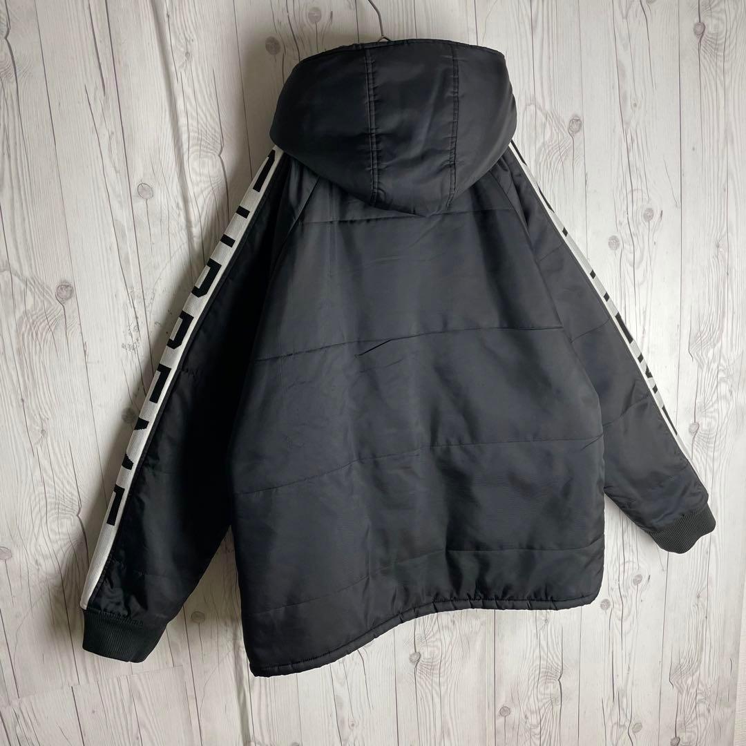 【2WAY】シュプリーム☆両袖ロゴ 裏地ボア ナイロンジップジャケット 黒 L