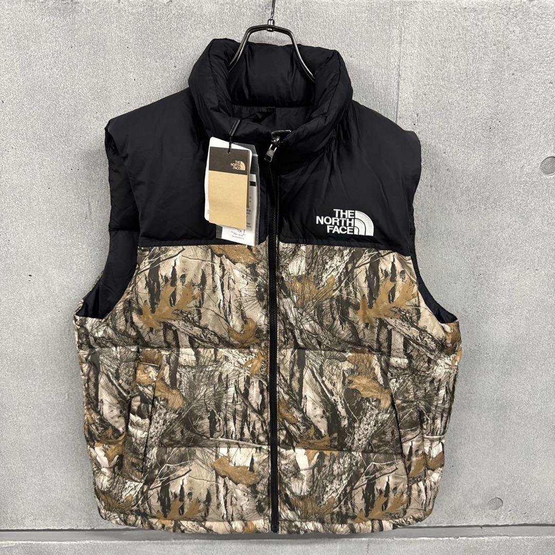 新品　大人気　ノースフェイス　ダウンベスト　カモフラ柄　メンズL