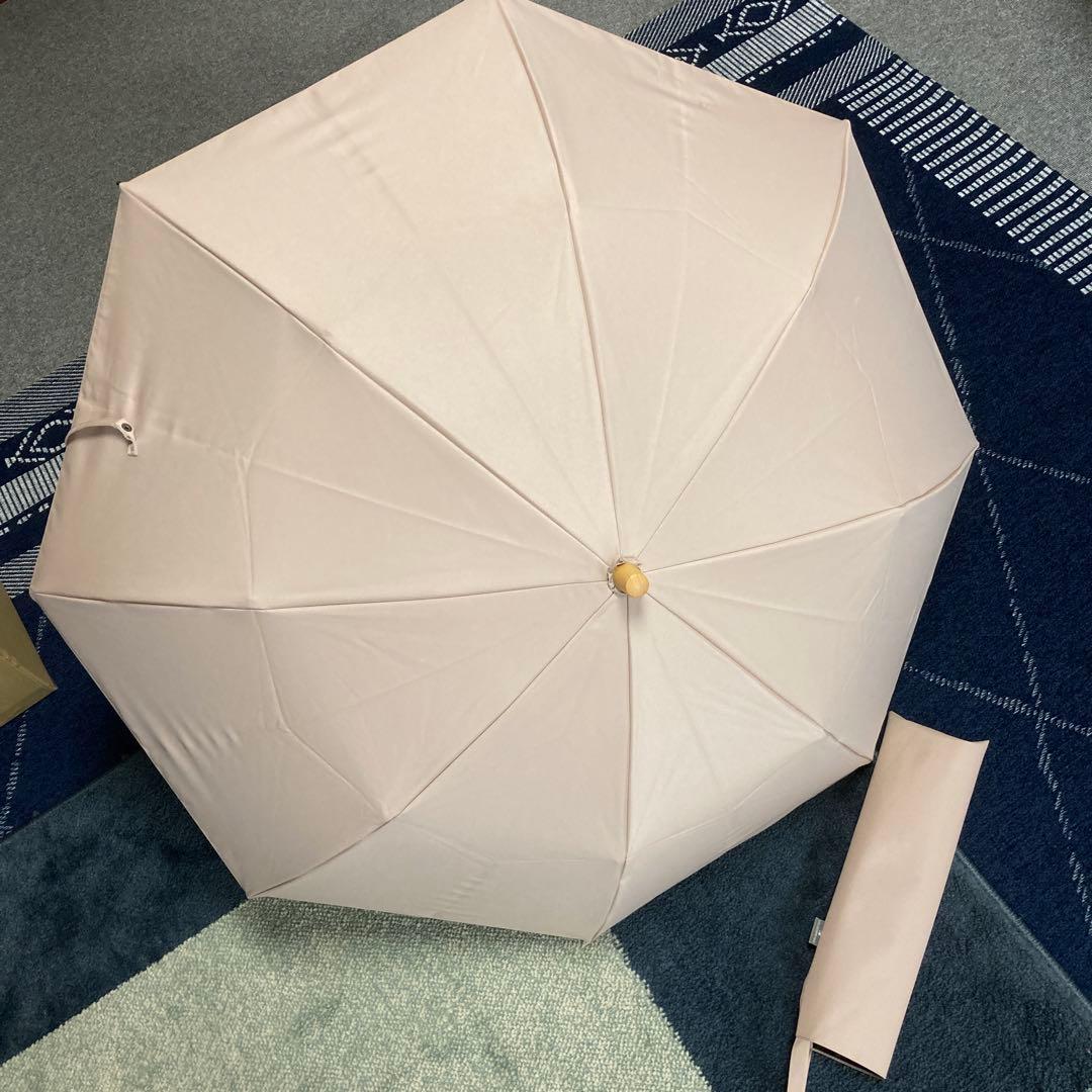 サンバリヤ100 折りたたみ日傘　　2段折り/無地　　色　ピンク　木曲がり手元