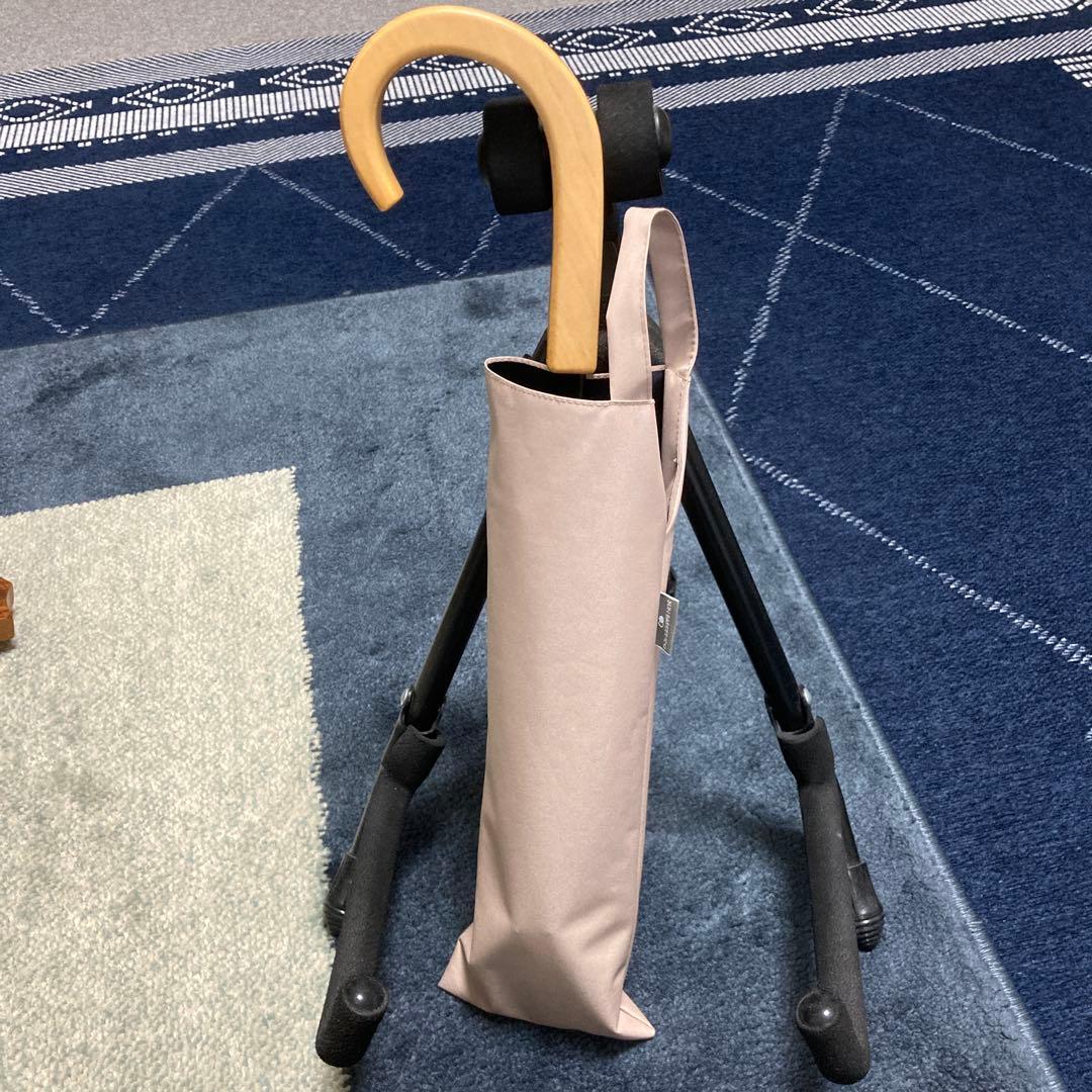 サンバリヤ100 折りたたみ日傘　　2段折り/無地　　色　ピンク　木曲がり手元