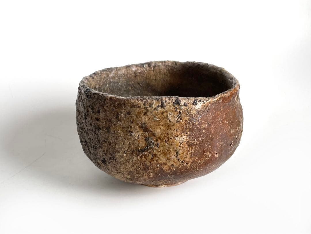 陶芸家　中村梅山　茶碗　抹茶碗　加賀　石川県　素焼き　手捻り　共箱