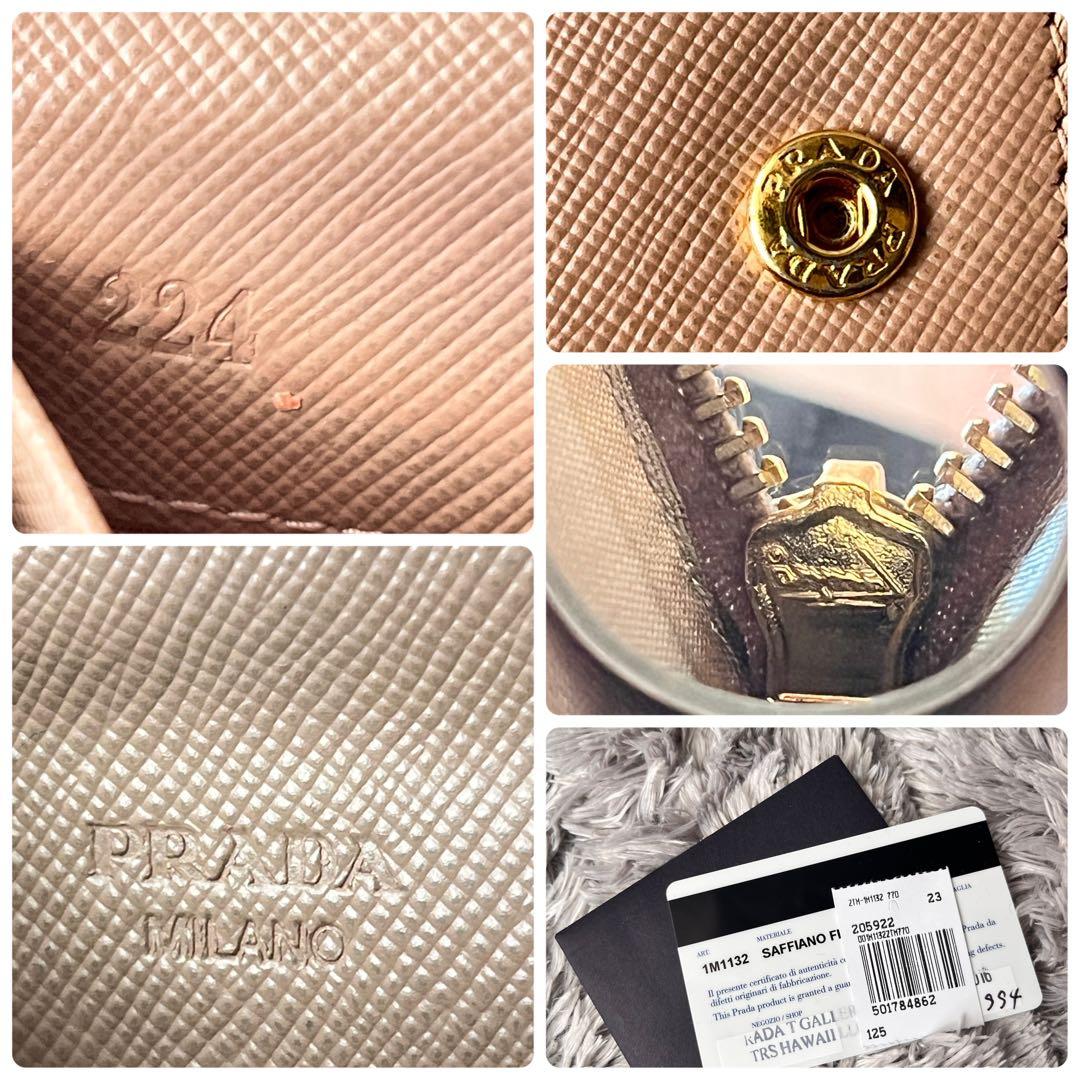 良品✨PRADA フィオッコ　メタルロゴ　サフィアーノ　長財布　ベージュ