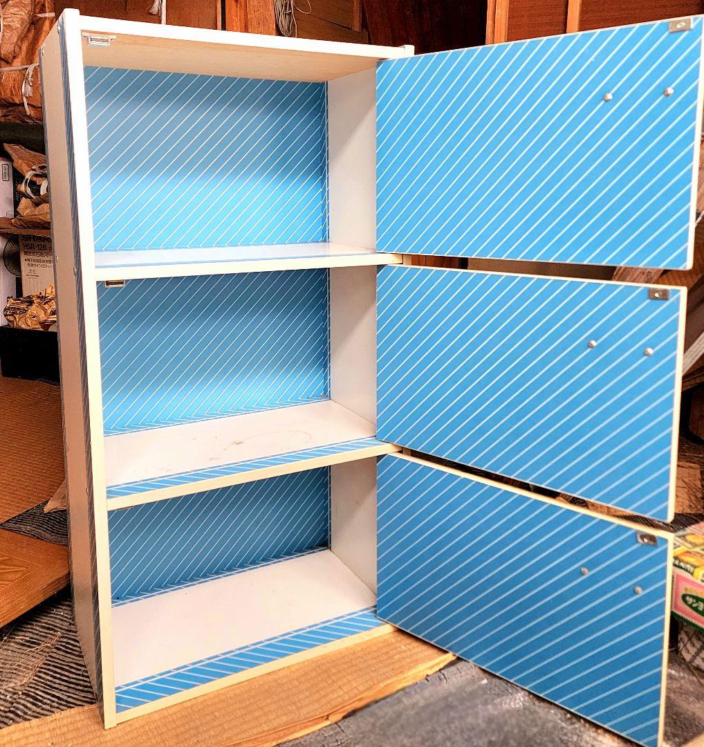 【昭和レトロ】レトロポップ3段収納(ブルー)