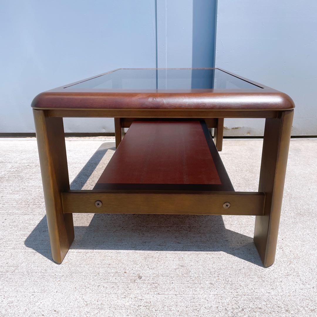 【送料込】maruni マルニ木工 レトロ ガラス天板 ローテーブル