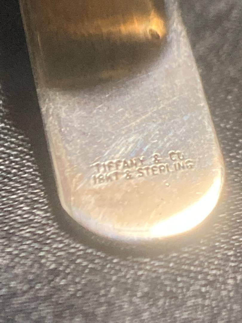 ティファニー ネクタイピン クリップ コンビ ゴールドライン 925×18K