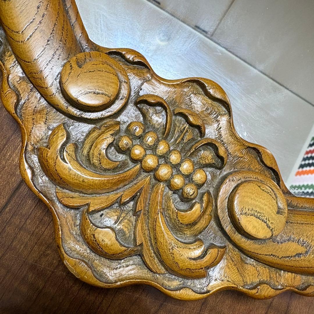 洋館　西洋　クラシカル　壁掛け　ウォールミラー　鏡　彫刻　展示品　英国