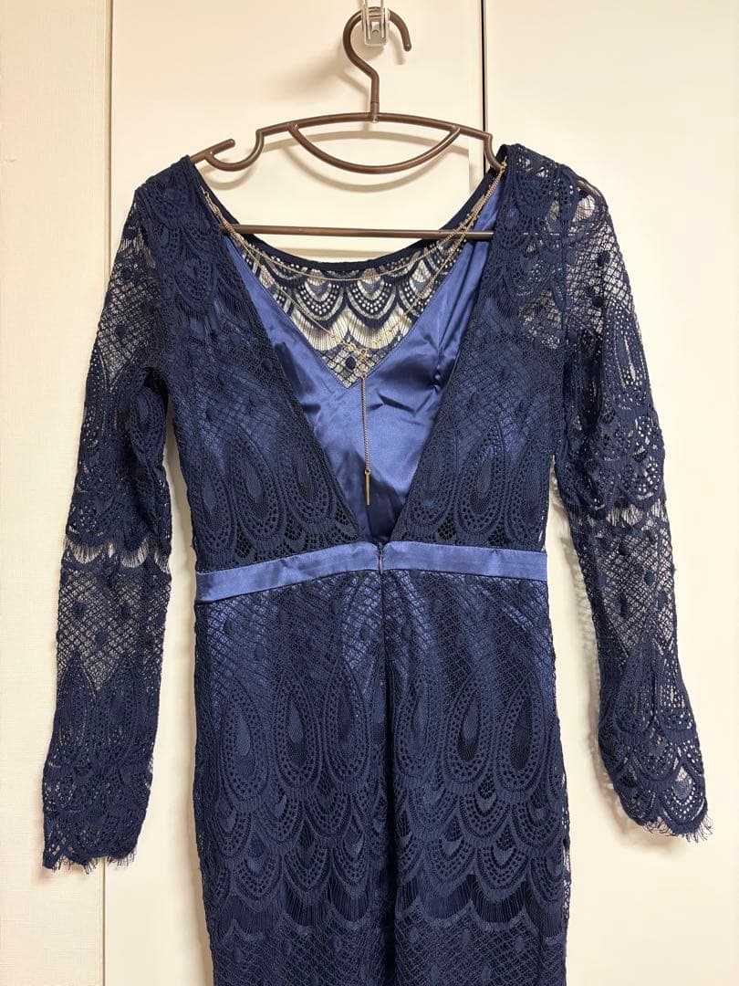 rinfarre総レースボートネックハイウエスト背中開き長袖Aラインロングドレス