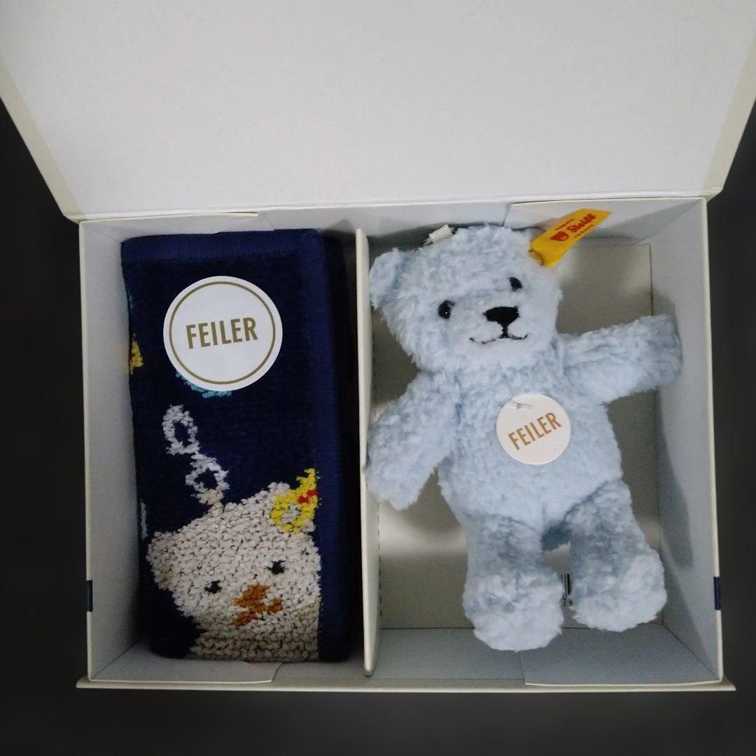 フェイラー　シュタイフ　コラボ　ハンカチ　キーチェーン　水色