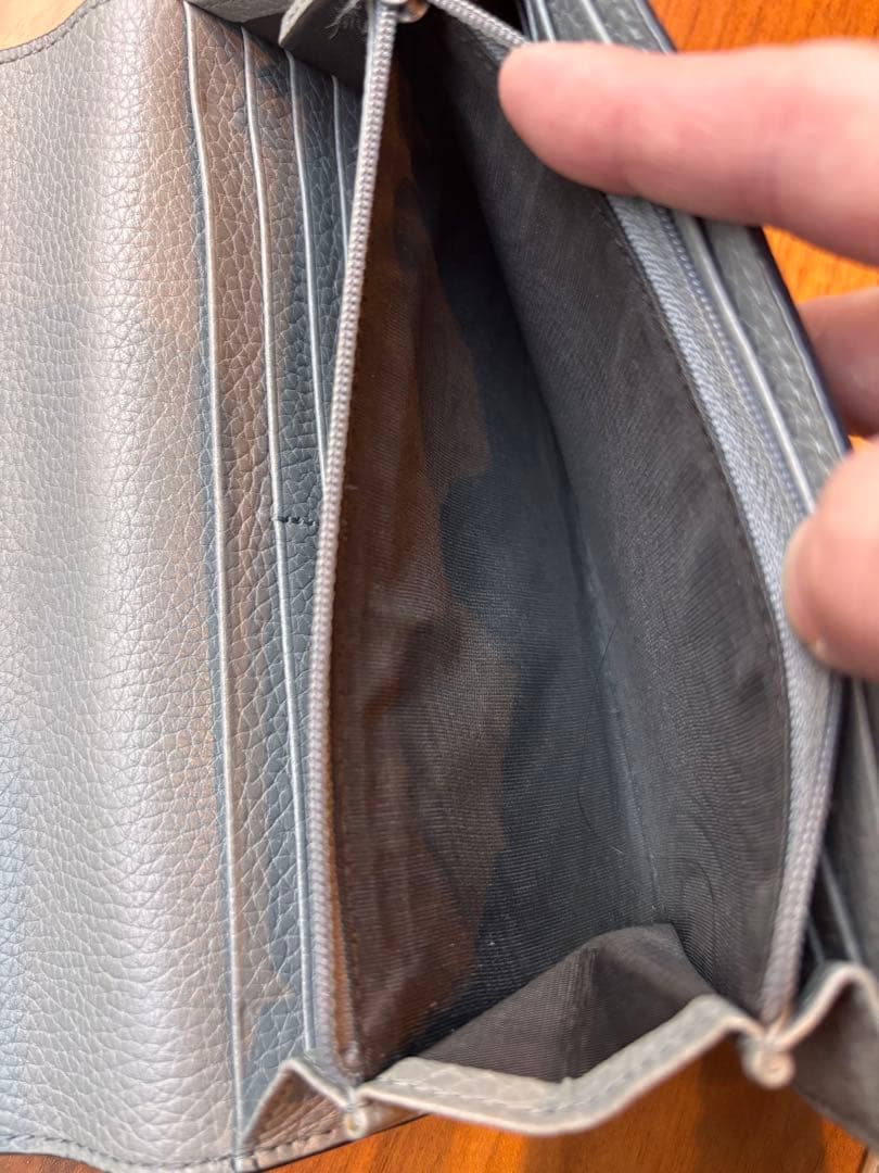 本物美品‼️グッチ 長財布 ビックマーモント GG レザー グレー ロゴ フラップ