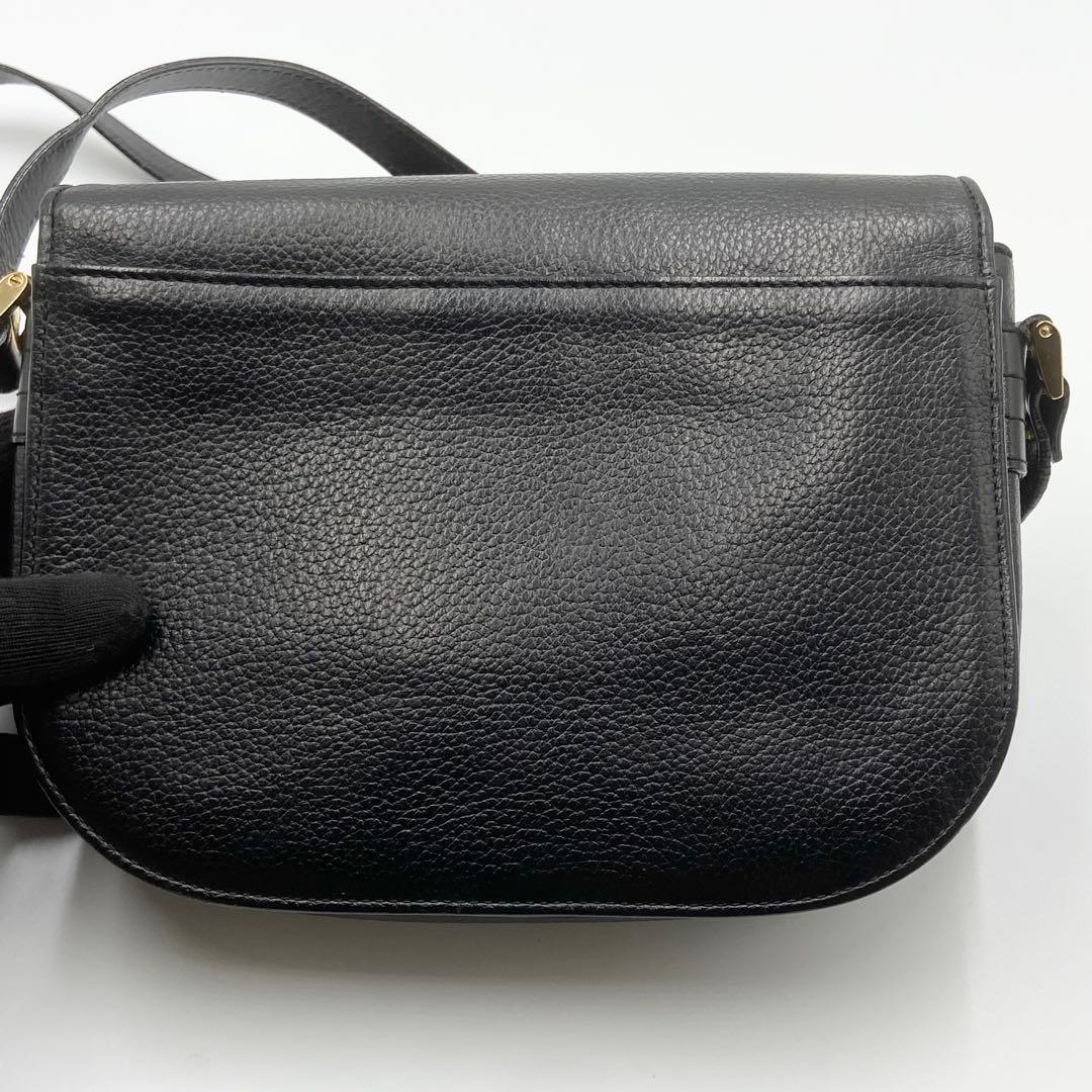 バーバリー　ショルダーバッグ　ホースロゴ　ノバチェック　シボ　レザー　ブラック