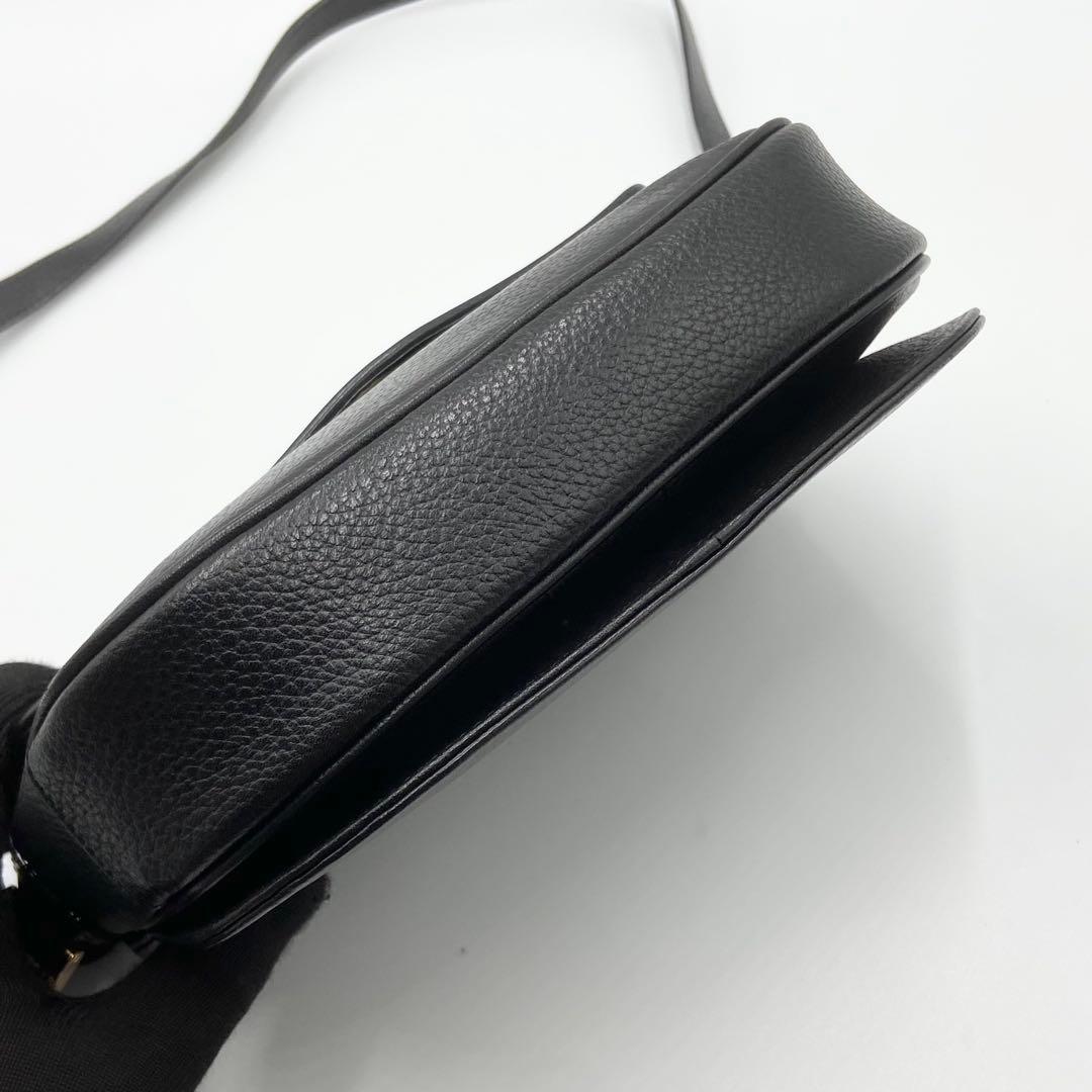 バーバリー　ショルダーバッグ　ホースロゴ　ノバチェック　シボ　レザー　ブラック