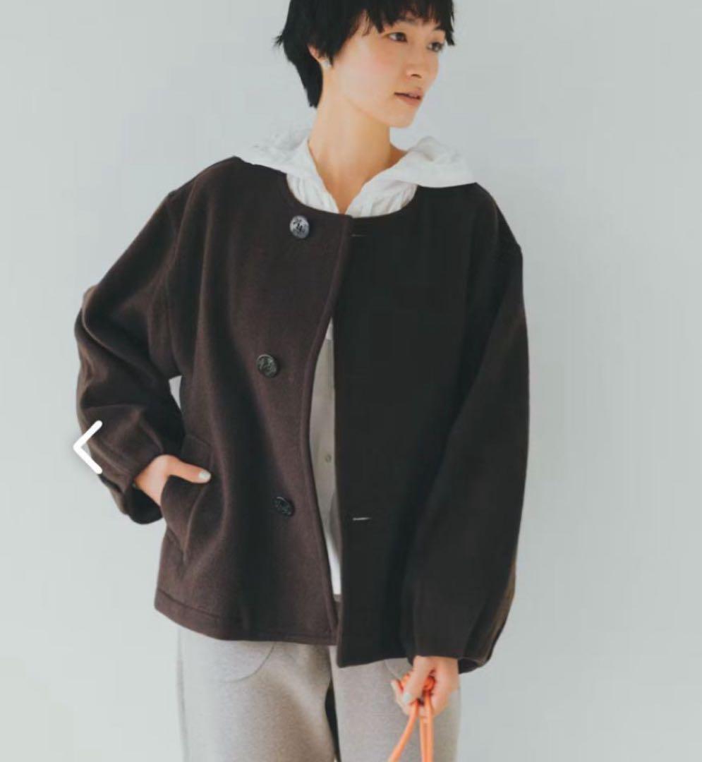 ✨人気✨　ORCIVAL オーシバル/ノーカラーコート　ナチュラル　ブラウン