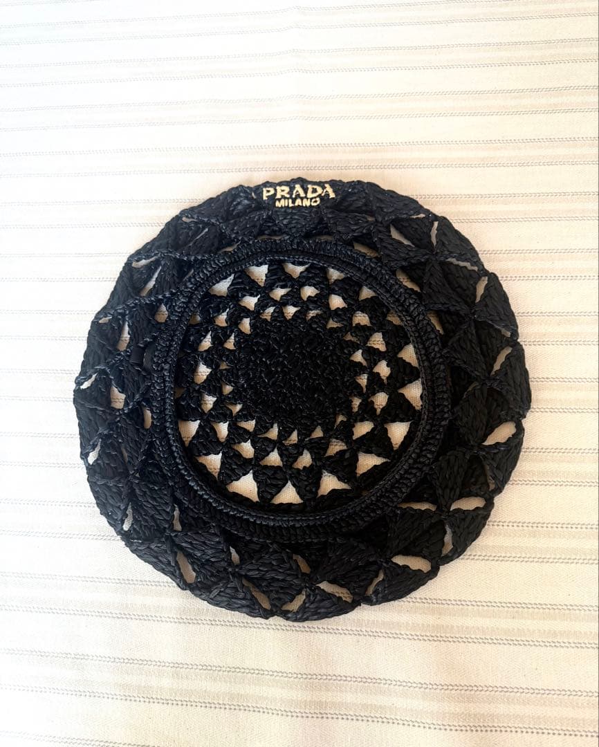 プラダ　ラフィア　ベレー帽　美品