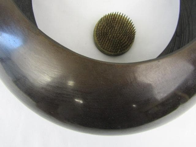 唐銅 吊花生 満月 9寸 高さ30ｃｍ 重量1.3ｋｇ 剣山付 Y5-0517