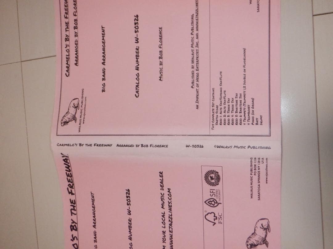 BB楽譜「CARMELO'S BY THE FREEWAY」BOB FLOREN