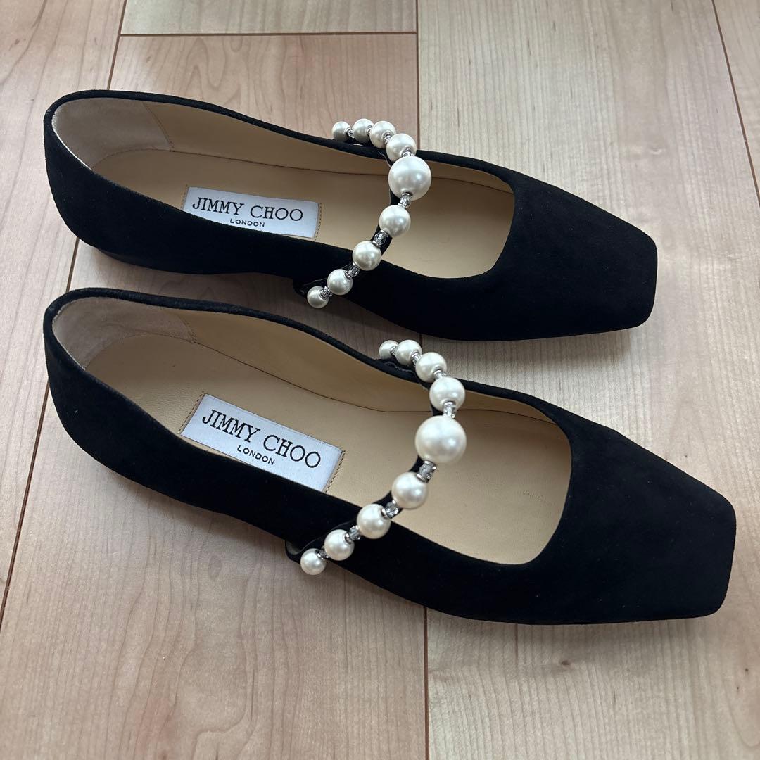 ジミーチュウ JIMMY CHOO パール スクエアトゥパンプス ブラック黒