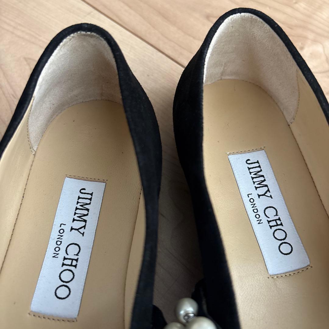 ジミーチュウ JIMMY CHOO パール スクエアトゥパンプス ブラック黒