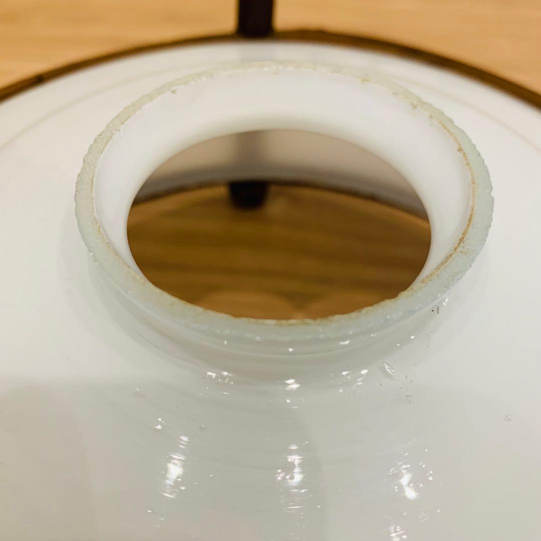 昭和レトロ 電笠 電傘 ガラスシェード 竹枠 竹細工 ペンダントライト 乳白色