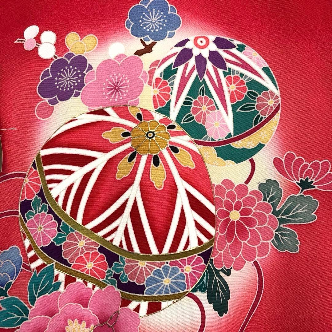 子供着物 襦袢付 女の子 一つ身 お宮参り 手毬柄 三歳 七五三 X-1007