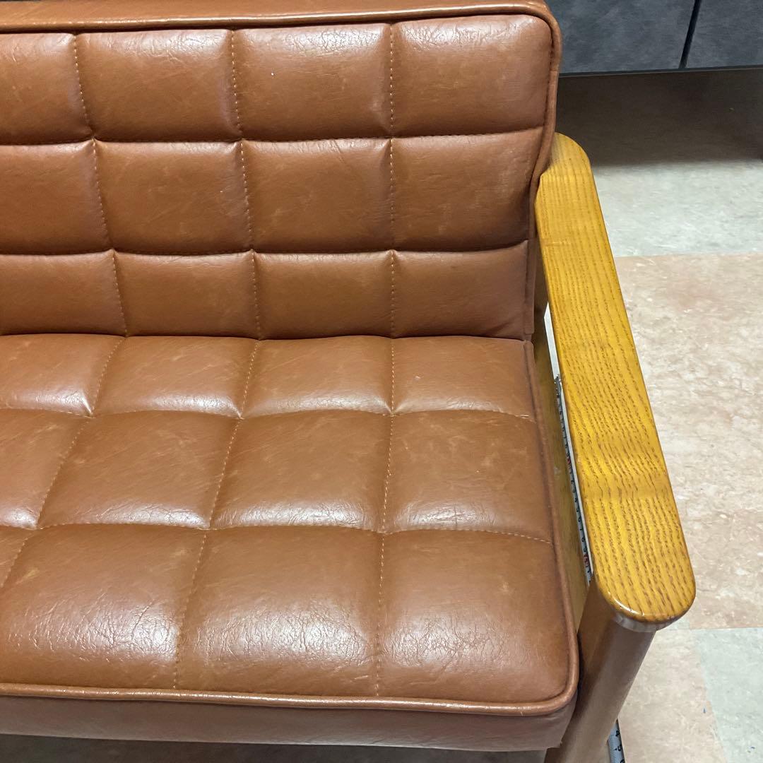 ブラウン 合成皮革2人掛けソファー キッズソファー おしゃれ