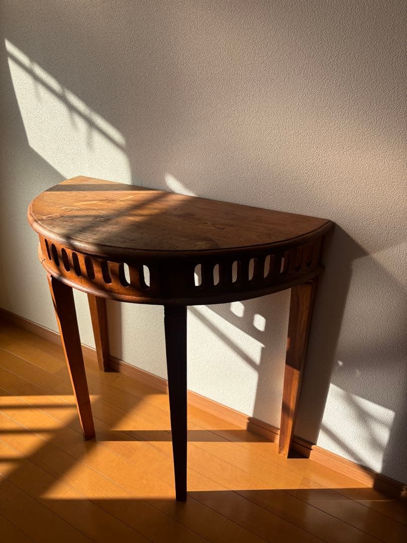 木製 半月形 サイドテーブル