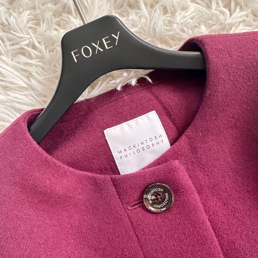 【着用2回】マッキントッシュフィロソフィー　ケープコート　ポンチョ　ボルドー38