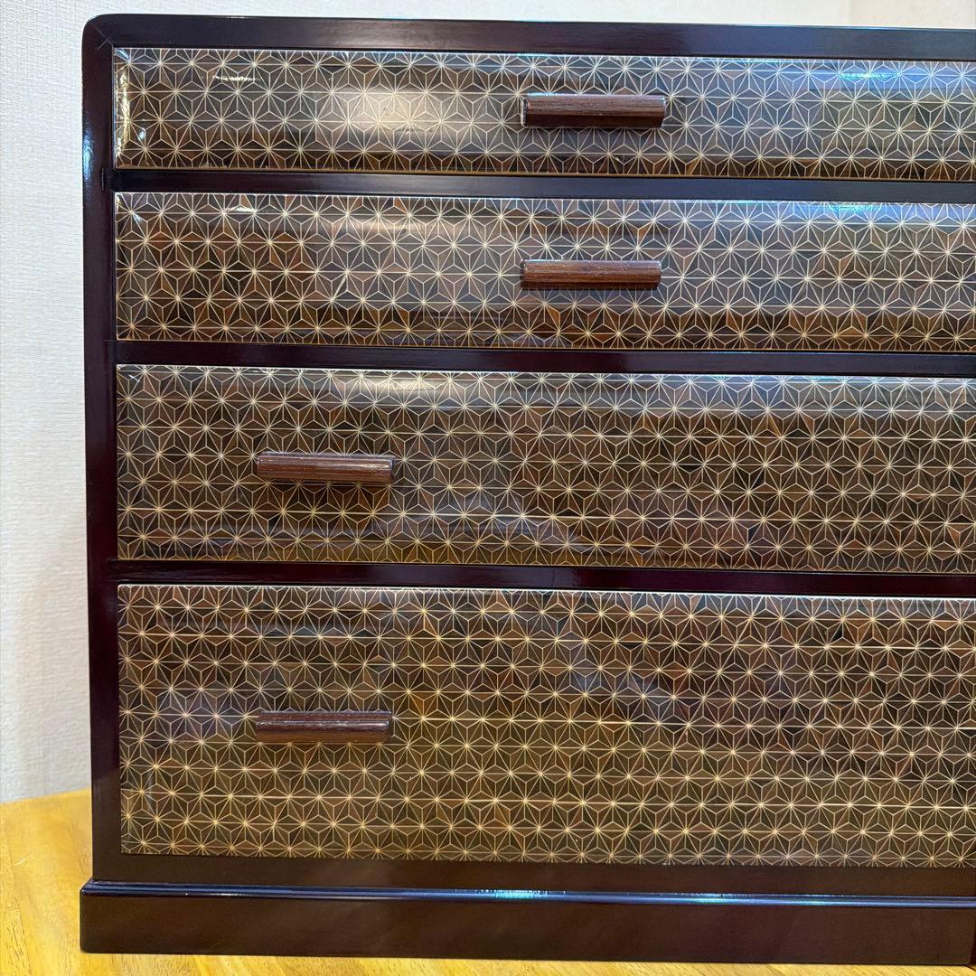 寄木細工 チェスト 小箪笥 箱根 伝統工芸 寄木家具 麻の葉文様 YOSEGI
