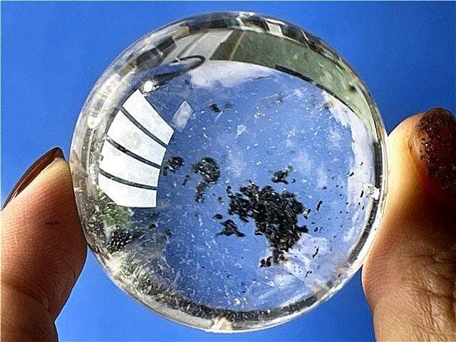 AAA級★天然レインボー水晶丸玉B88B1/198B06C