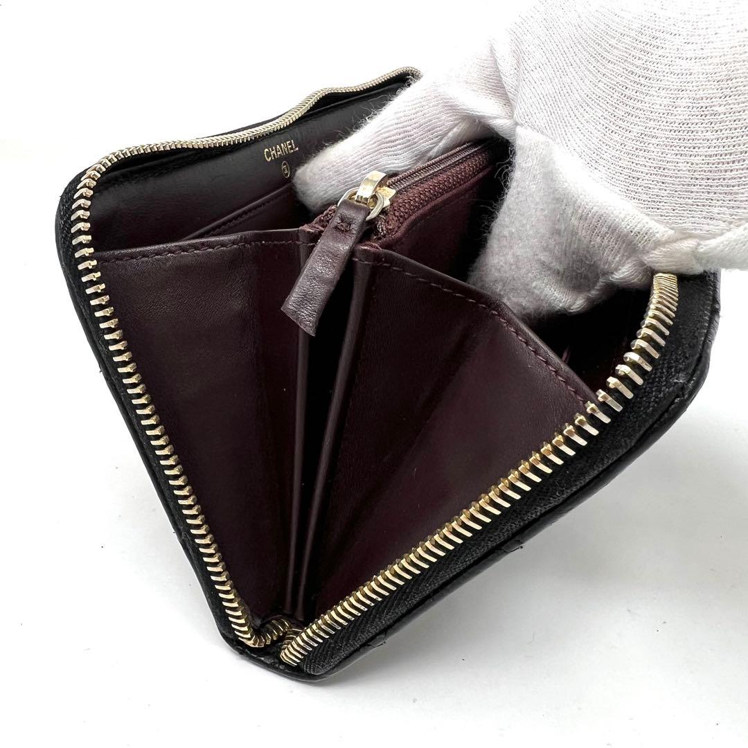 CHANEL シャネル キャビアスキン マトラッセ ラウンドジップ 長財布