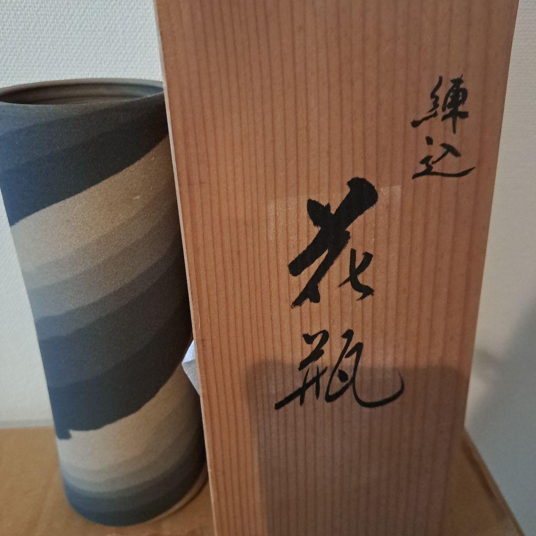 グラデーション陶器花瓶（専用箱付き）立井清人（治甫窯）