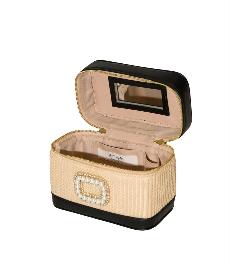 Raffia Effect Crystal Vanity Bag カゴバッグ