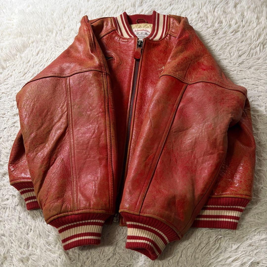 マ*ル様 【雰囲気抜群】AVIREX スタジャン　コマーシャルロゴ　羊革　オール