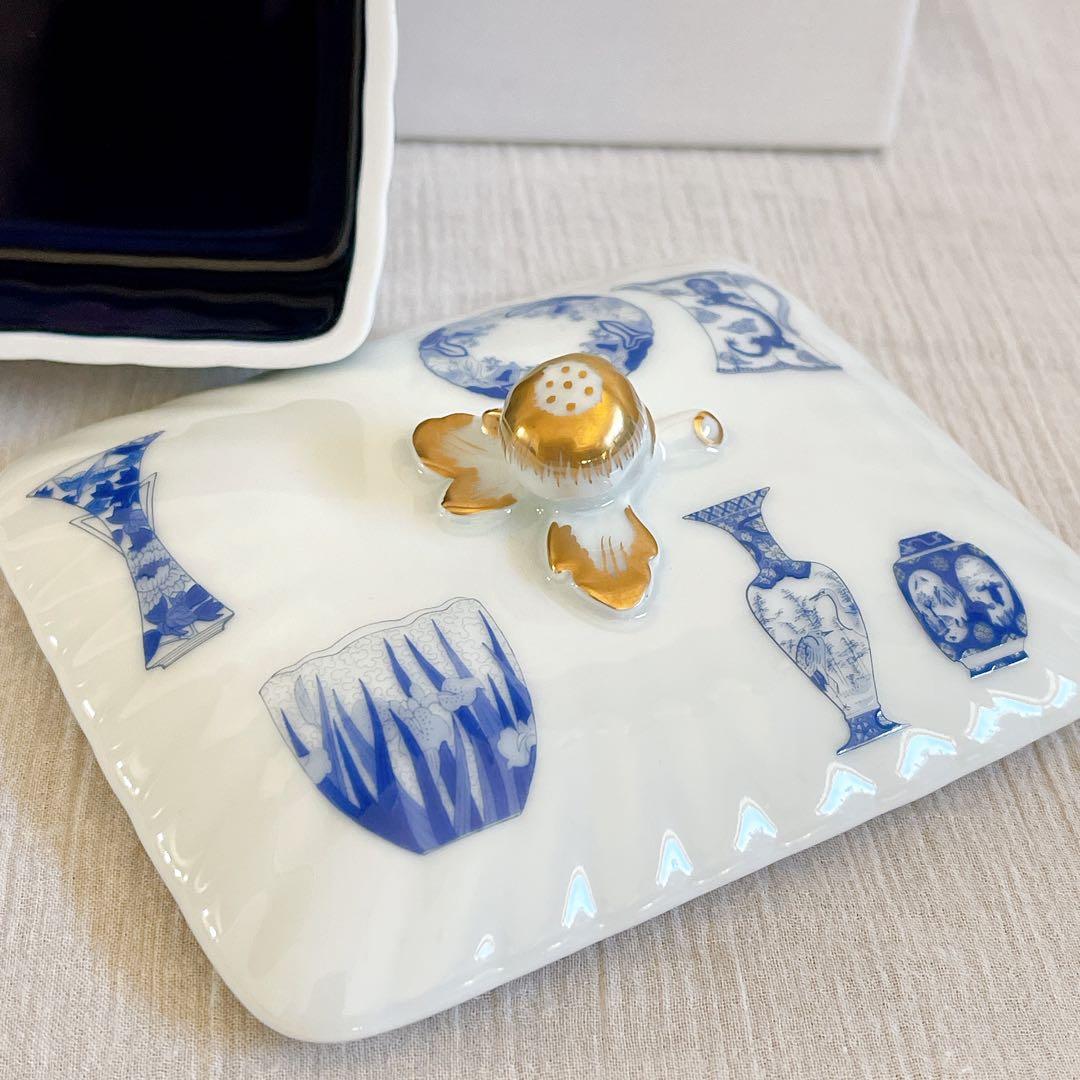 箱付【未使用】深川製磁 ジュエリーボックス 蓋付 小物入れ ボンボニエール 金彩