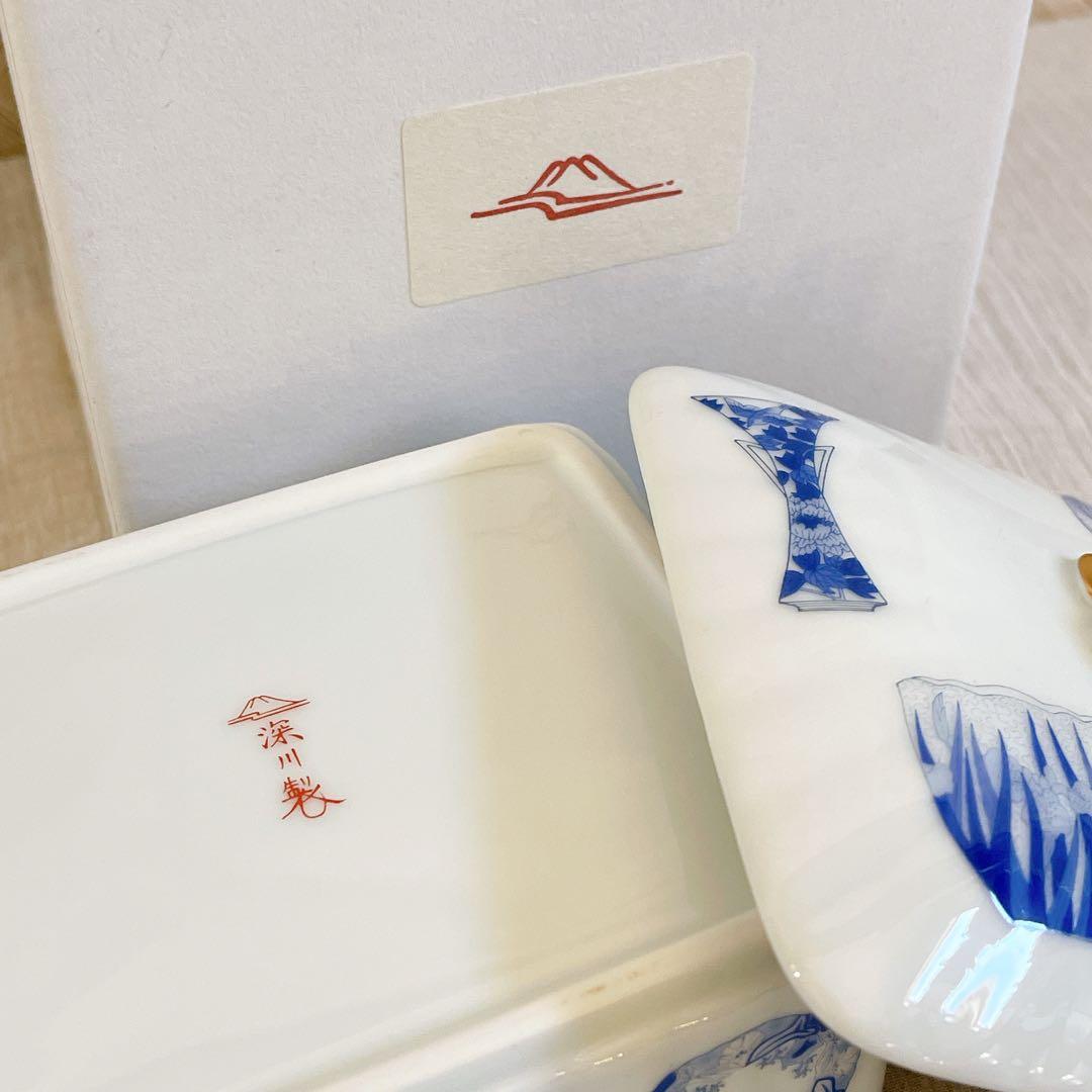 箱付【未使用】深川製磁 ジュエリーボックス 蓋付 小物入れ ボンボニエール 金彩