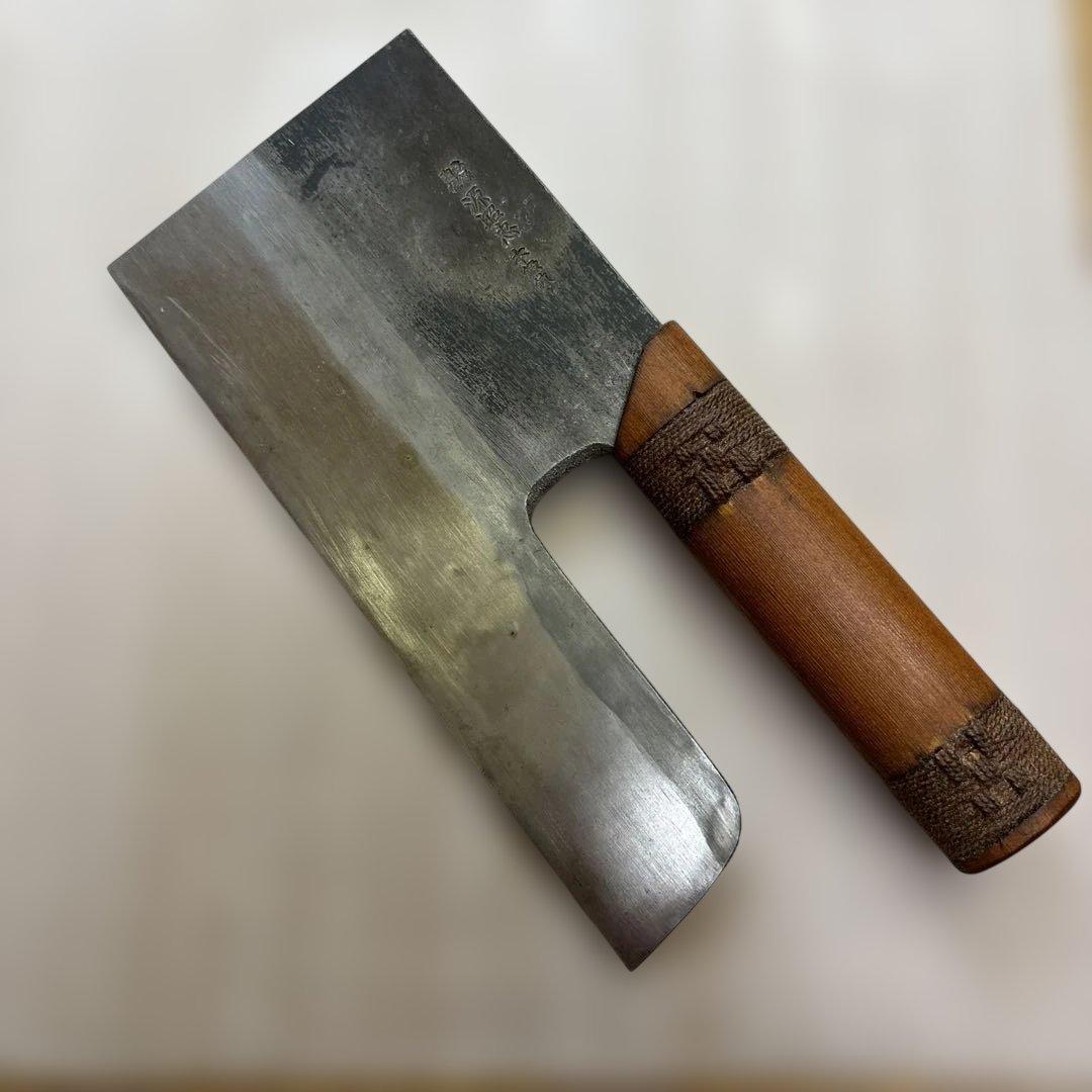 中古品【源昭忠】本鍛錬 麺切り包丁 蕎麦切り包丁 日本製 広刃 平刃包丁