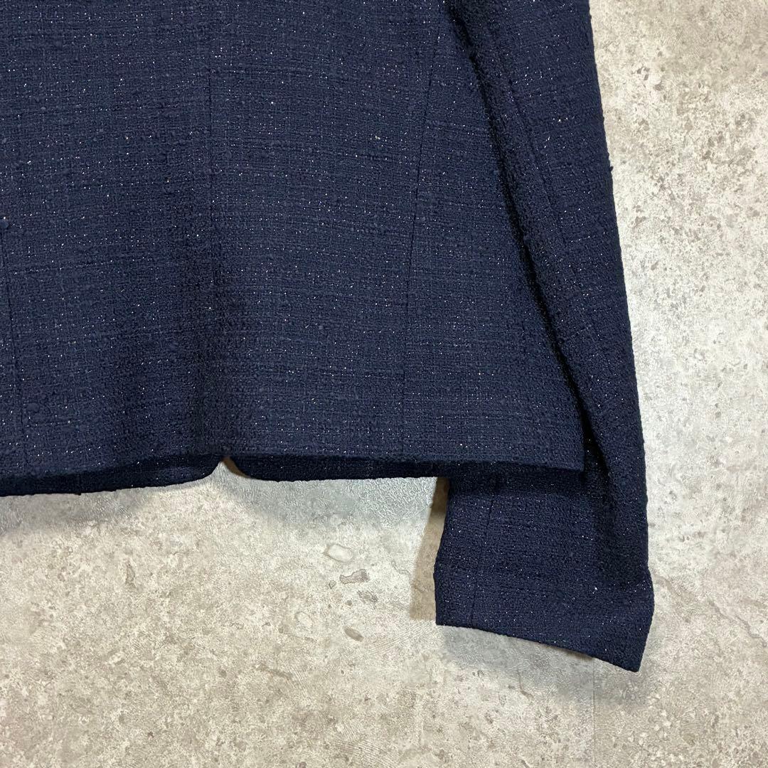 【新品】UNTITLED ツイードノーカラージャケット フォーマル ネイビー M